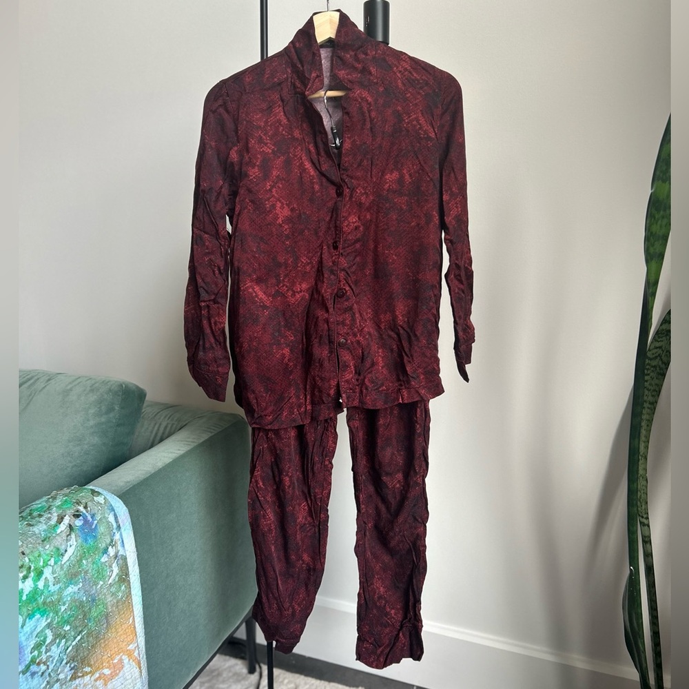 Elegant Red Women's Pajama Set